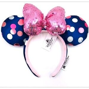 Disney Parks Mickey Mouse Polka Dot Parks Minnie Ears Sequins Bow Headband